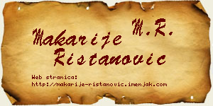 Makarije Ristanović vizit kartica